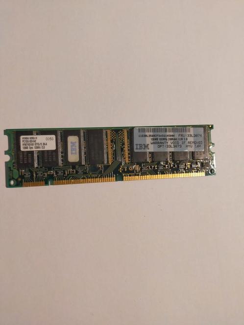 IBM 128MB PC133 SDRAM (Hyundai HYM7631601 BTFG-75, CL3, 16x6, Computers en Software, RAM geheugen, Zo goed als nieuw, Desktop