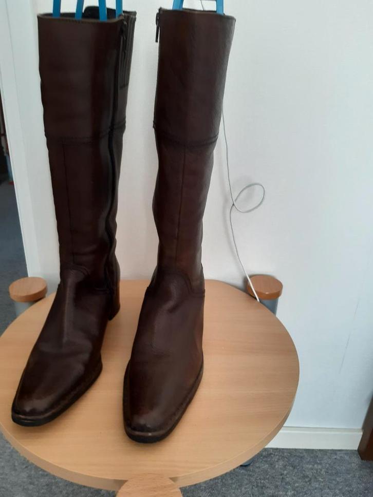 Leren laarzen, Kleding | Dames, Schoenen, Zo goed als nieuw, Hoge laarzen, Bruin, Ophalen of Verzenden