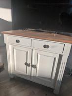 Wit (tv)kastje met houten blad, Ophalen of Verzenden, 50 tot 75 cm, 50 tot 100 cm