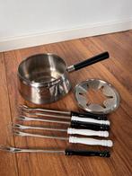 fonduepan - roestvrijstaal  + fonduevorken, Witgoed en Apparatuur, Fonduesets, Ophalen of Verzenden, Gebruikt, Brander, Fonduepan