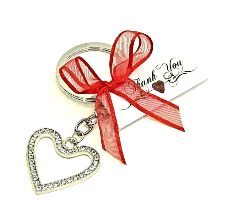Schitterende strass hartje sleutelhanger bedankje., Hobby en Vrije tijd, Feestartikelen, Nieuw, Feestartikel, Geboorte of Huwelijk