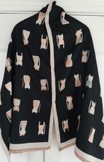 Katten sjaal lekker warm zwart/ beige nieuw viscose/ wol, Ophalen of Verzenden, Nieuw