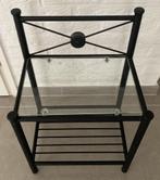 metalen nachtkastje bijzettafel bedtafel met glasplaat, Minder dan 55 cm, Metaal of Aluminium, Zo goed als nieuw, Modern