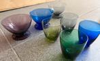 7 glasen coctail coupes en bottelglazen carnaval leerdam, Ophalen of Verzenden, Zo goed als nieuw, Overige typen