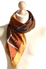 Vintage designer foulard, shawl, bruin/goud, Sjaal, Zo goed als nieuw, Verzenden, Vintage designer