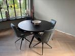 Ronde tafel met vier draaistoelen, Huis en Inrichting, Tafels | Eettafels, Ophalen of Verzenden, Zo goed als nieuw, Rond, 100 tot 150 cm