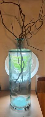 Glazen Vaas met Decoratie, Gebruikt, Blauw, Ophalen of Verzenden, Glas