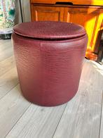 Vintage burdeauxrode poef, Minder dan 50 cm, Minder dan 50 cm, Ophalen of Verzenden, Gebruikt