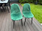 2 groene velvet stoeltjes, Huis en Inrichting, Stoelen, Ophalen, Zo goed als nieuw, Overige kleuren, Twee