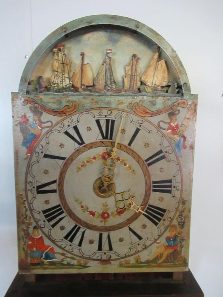 oer 11683 19e eeuwse Fries met dubbele rij bootjes mechaniek, Antiek en Kunst, Antiek | Klokken, Ophalen