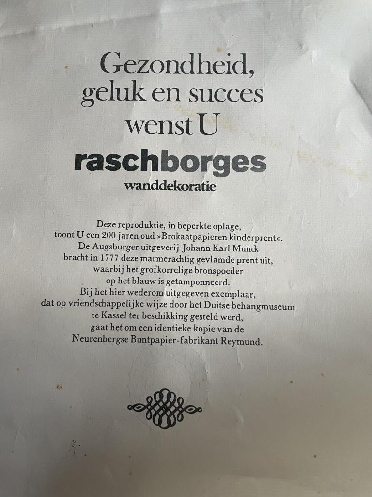 Beperkte oplage repro van 200 jr oude kinderprent 58 x 80, Ophalen of Verzenden