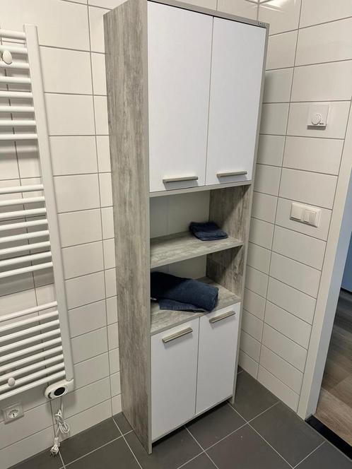 Badkamermeubelset, antraciet/wit vicco, Huis en Inrichting, Badkamer | Badkamermeubels, Zo goed als nieuw, (Half)hoge kast, 150 tot 200 cm