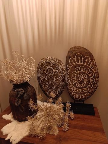 Teakhouten decoratie op sokkel nieuw beschikbaar voor biedingen