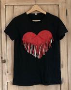 Valentijn T-shirt Dames S-M Hart Liefde, Ophalen, Zwart, Zo goed als nieuw, Korte mouw