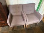 Twee stoffen grijze stoelen met armleuning, Huis en Inrichting, Stoelen, Ophalen, Gebruikt, Twee, Stof