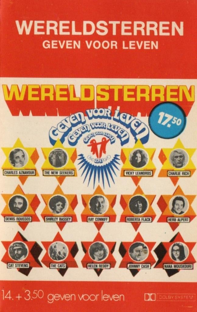 Cassettebandje Various – Wereldsterren Geven Voor Leven, Ophalen of Verzenden, Gebruikt, 1 bandje