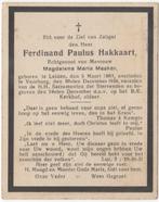 Ferdinand P. Hakkaart 1863 Leiden + 1938 Voorburg, 75 jaar, Verzenden, Bidprentje