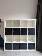 IKEA Kallax/Expedit wit 4x4 met 10 inzetstukken, Huis en Inrichting, Ophalen, 100 tot 150 cm, Zo goed als nieuw, Minder dan 150 cm