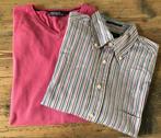 Roze trui met bijpassende blouse - maat L, Ophalen of Verzenden, Zo goed als nieuw, Halswijdte 41/42 (L)