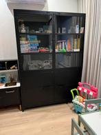 Industriele zwarte stalen vitrinekast incl. bezorging, Ophalen, 150 tot 200 cm, 25 tot 50 cm, Glas