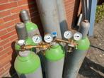 Partij gasflessen met drukregelaar, Doe-het-zelf en Verbouw, Gereedschap | Lasapparaten, Ophalen of Verzenden, Gebruikt, Overige typen