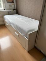 Witte uitschuifbare bedbank met lades 80x200 cm, Huis en Inrichting, Slaapkamer | Bedden, Ophalen, Gebruikt, Eenpersoons, Wit