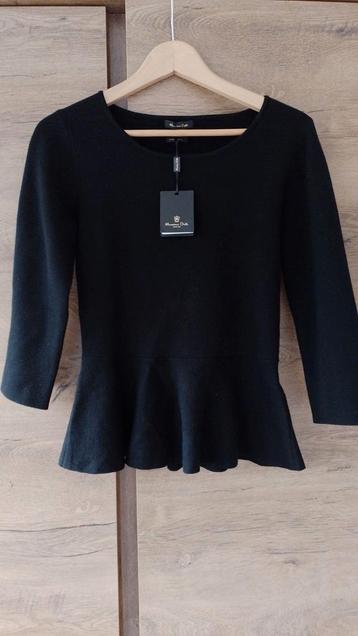 Massimo Dutti zwarte top peplum S nieuw met kaartje