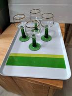 Retro dienblad met retro glazen., Ophalen of Verzenden, Zo goed als nieuw