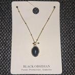 Gouden edelsteen ketting obsidiaan edelstenen natuursteen, Sieraden, Tassen en Uiterlijk, Kettingen, Ophalen of Verzenden, Zo goed als nieuw