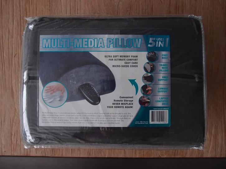 Handig nieuw en ongebruikt multi media kussen 5 in 1, Huis en Inrichting, Woonaccessoires | Kussens, Nieuw, Grijs, Rechthoekig