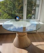 McGuire Sheaf Of Wheat Bamboe ronde glazen eettafel, Ophalen, Gebruikt, Rond, Glas