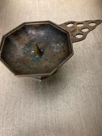 Antieke bronzen penkandelaar met handvat, Ophalen of Verzenden, Brons