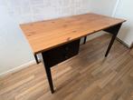 Bureau IKEA Arkelstop hout/zwart grenen incl 2 lades, Huis en Inrichting, Bureaus, Ophalen, Gebruikt