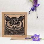 Dubbele kaart met envelop handgemaakt linosnede 15x15 cm, Ophalen of Verzenden, Nieuw