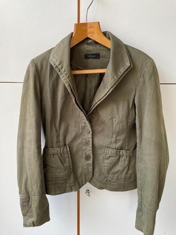 Legergroene blazer/zomerjasje, maat 36/38, dubbele kraag beschikbaar voor biedingen