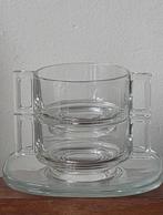 Joe Colombo 2x soepkom met onderbord, Ophalen of Verzenden, Kom(men), Overige stijlen, Glas