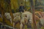 Giga schilderij Maarten Jr. Bos 19e eeuws igst. schaapskudde, Antiek en Kunst, Kunst | Schilderijen | Klassiek, Ophalen