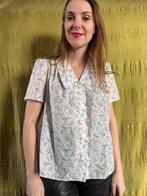 Vintage blouse/shirt - print - wit - 40/L/large, Kleding | Dames, Maat 38/40 (M), Hg, Wit, Hgv