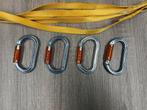 4x Petzl OK triact-lock karabiner grijs + Slings, Ophalen of Verzenden, Zo goed als nieuw, Klimsport-accessoire