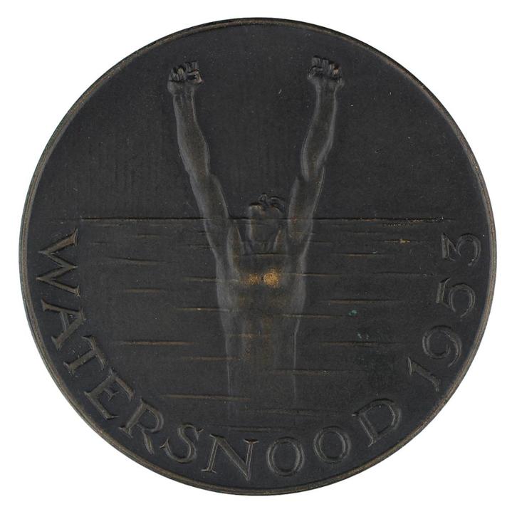 L.O. Wenckebach - Penning VPK, 1953 : Watersnood º, Postzegels en Munten, Penningen en Medailles, Brons, Nederland, Verzenden