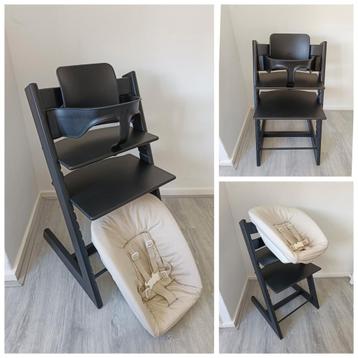 Stokke Tripp Trapp zwart/oak black+babyset en newbornset  beschikbaar voor biedingen