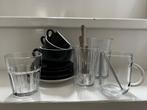 Zwart-wit barista/koffie servies compleet, Ophalen, Gebruikt, Effen, Kop(pen) en/of Schotel(s)