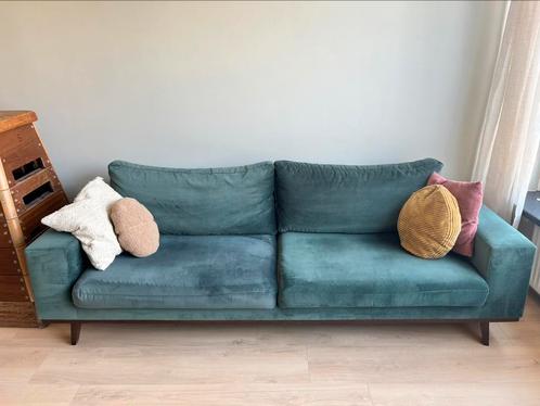 Nous living bank velvet groen, Huis en Inrichting, Banken | Bankstellen, Gebruikt, 75 tot 100 cm, Ophalen