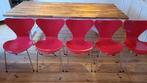 5 x vlinderstoelen rood, Fritz Hansen, design Arne Jacobsen, Huis en Inrichting, Stoelen, Ophalen, Gebruikt, Modern Deens design