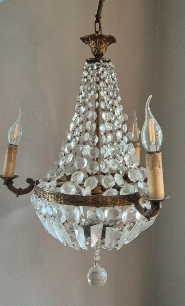 Kroonluchter antiek kristal  80 cm lang bij 40 cm breed, Huis en Inrichting, Lampen | Kroonluchters, Gebruikt, Overige materialen