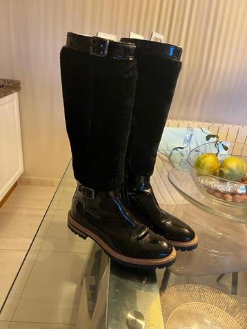 super aparte laarzen AGL bont/leer zwart NIEUWSTAAT beschikbaar voor biedingen