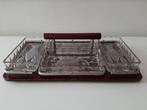 Art Deco art Nouveau houten dienblad met 4 glazen schaaltjes, Antiek en Kunst, Ophalen of Verzenden
