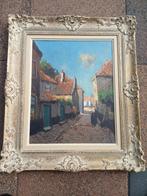 Aris Knikker (1887-1962) Dorpsgezicht met wandelaars, Antiek en Kunst, Kunst | Schilderijen | Klassiek, Ophalen of Verzenden