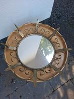 Retro Gouden Spiegel - Een Plaatje!, Ophalen, Minder dan 50 cm, Gebruikt, Rond