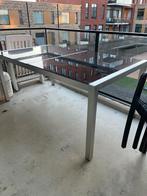 Mooie Tafel met Glazen Blad, Ophalen, Gebruikt, Rechthoekig, Aluminium